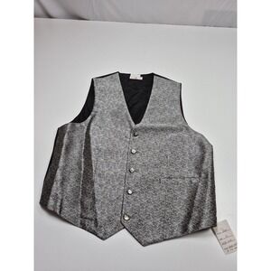 Carrot & Gibbs Vest Mens L Gray Paisley 100% Silk Tuxedo Formal Wedding USA